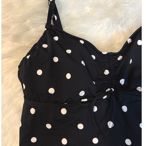 Lands End Polka Dot Supportive Underwire Tankini Top 18 Long - Picture 3 of 6